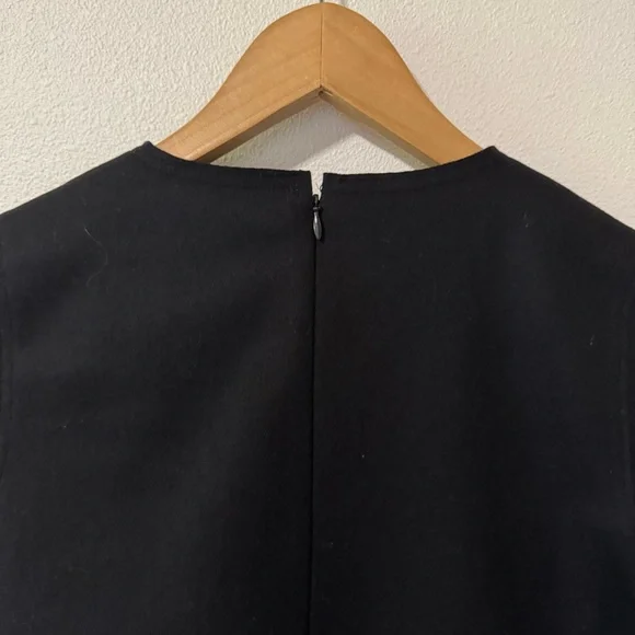COS Topstitched Wool-Cashmere Dress Black Mini Short Sleeve Contemporary NWT-2 - Picture 7 of 13